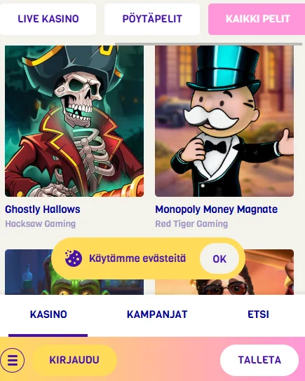 Casino Lysti pelivalikoima