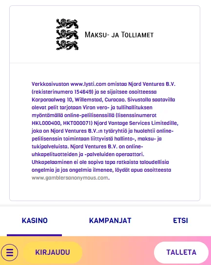 Casino Lysti – turvallinen ja lisensoitu kasino